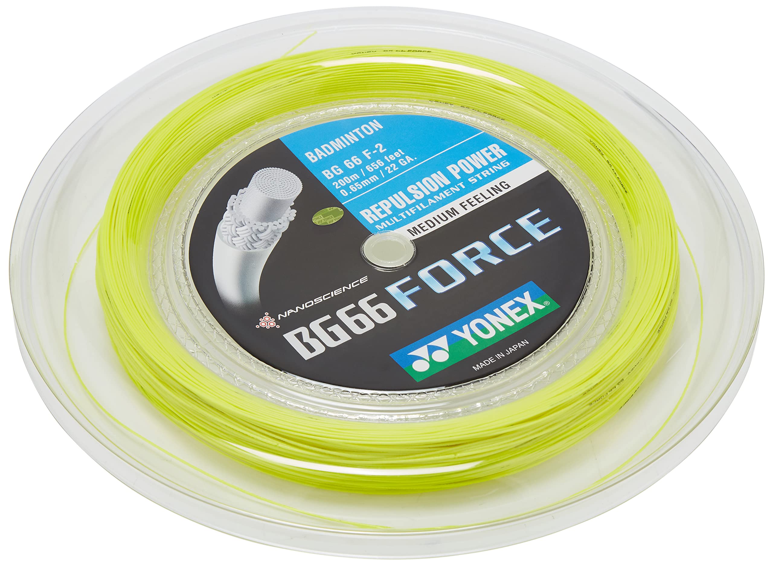 YONEX BG 66 Force Badminton String 200m Reel-(Yellow